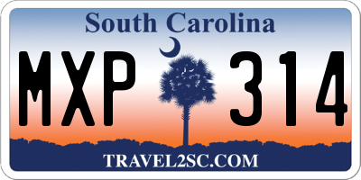 SC license plate MXP314