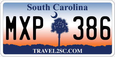 SC license plate MXP386
