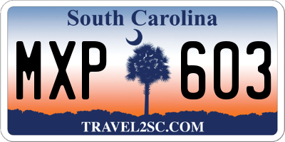 SC license plate MXP603