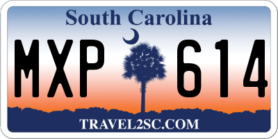SC license plate MXP614
