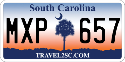 SC license plate MXP657