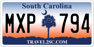SC license plate MXP794