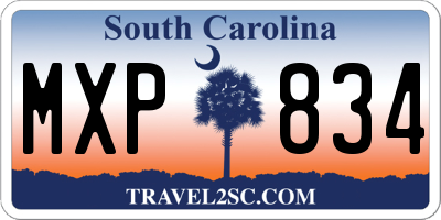 SC license plate MXP834
