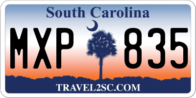 SC license plate MXP835