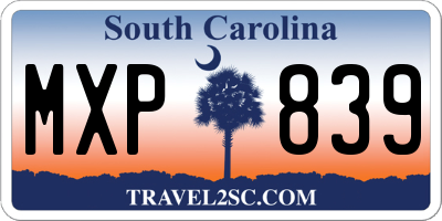 SC license plate MXP839
