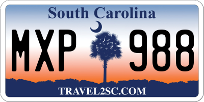 SC license plate MXP988