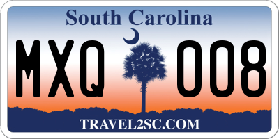 SC license plate MXQ008