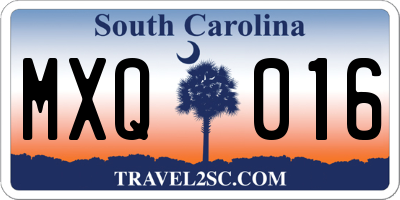 SC license plate MXQ016