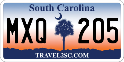SC license plate MXQ205