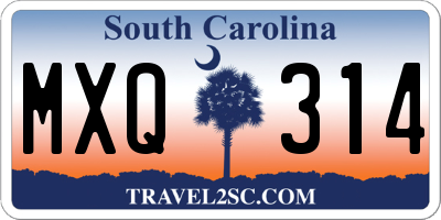 SC license plate MXQ314