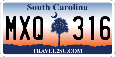 SC license plate MXQ316