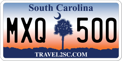 SC license plate MXQ500