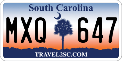 SC license plate MXQ647