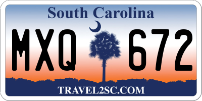 SC license plate MXQ672