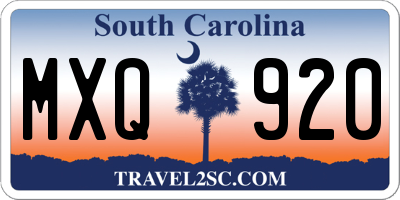 SC license plate MXQ920