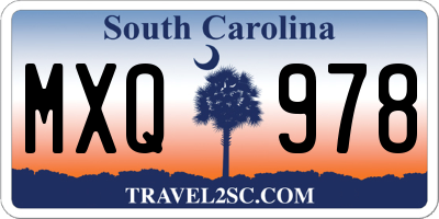 SC license plate MXQ978