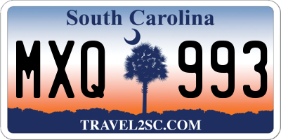 SC license plate MXQ993