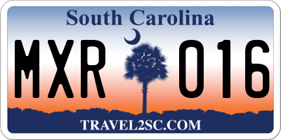 SC license plate MXR016