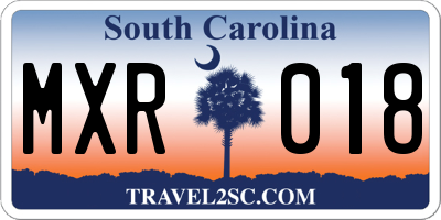 SC license plate MXR018