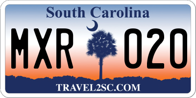 SC license plate MXR020