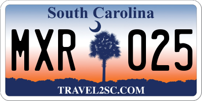 SC license plate MXR025