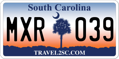 SC license plate MXR039