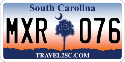 SC license plate MXR076