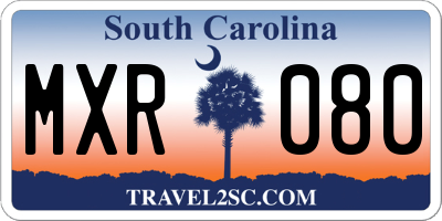 SC license plate MXR080
