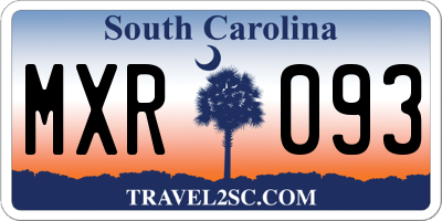 SC license plate MXR093