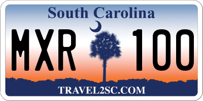 SC license plate MXR100