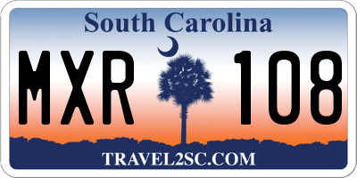 SC license plate MXR108