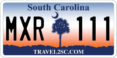 SC license plate MXR111