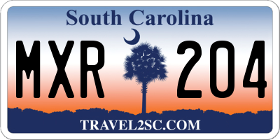 SC license plate MXR204