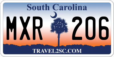 SC license plate MXR206