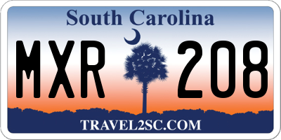 SC license plate MXR208
