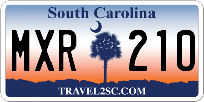 SC license plate MXR210