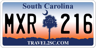 SC license plate MXR216