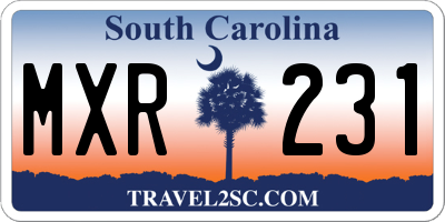 SC license plate MXR231