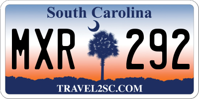 SC license plate MXR292