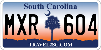 SC license plate MXR604