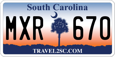 SC license plate MXR670