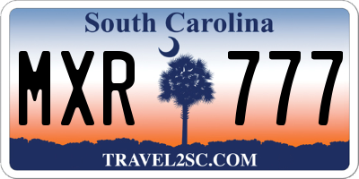 SC license plate MXR777