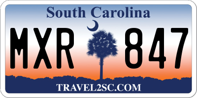 SC license plate MXR847