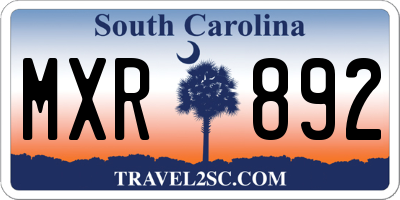 SC license plate MXR892