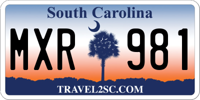 SC license plate MXR981