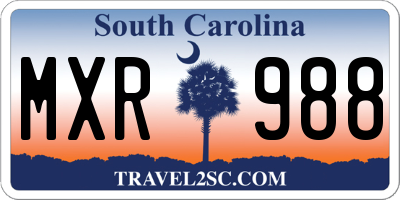 SC license plate MXR988