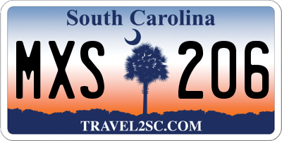 SC license plate MXS206