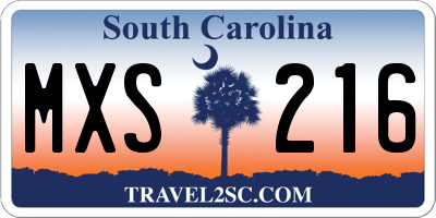 SC license plate MXS216