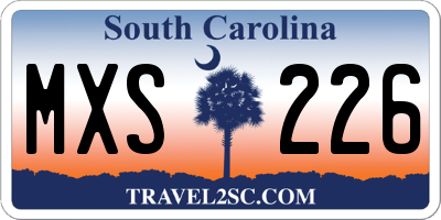 SC license plate MXS226