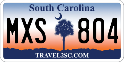SC license plate MXS804